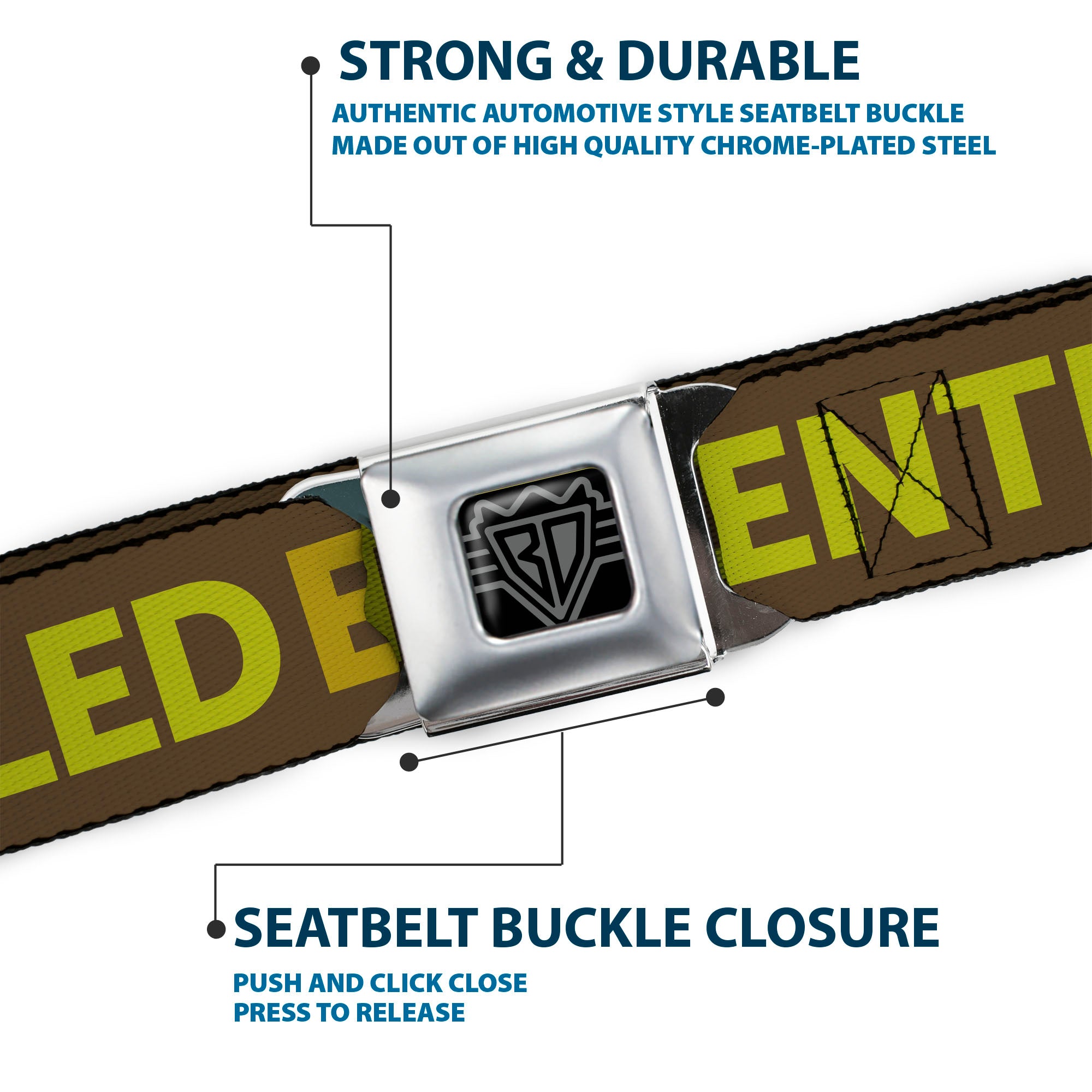 BD Wings Logo CLOSE-UP Full Color Black Silver Seatbelt Belt - ENTITLED Tonal Greens Webbing Seatbelt Belts Buckle-Down
