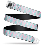 BD Wings Logo CLOSE-UP Black/Silver Seatbelt Belt - Easter Bunnies Smiling Sky Blue Webbing Seatbelt Belts Buckle-Down