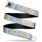 BD Wings Logo CLOSE-UP Black/Silver Seatbelt Belt - Easter Chicks and Eggs Lavender Webbing Seatbelt Belts Buckle-Down