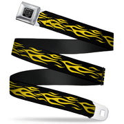BD Wings Logo CLOSE-UP Full Color Black Silver Seatbelt Belt - Flame Yellow Webbing Seatbelt Belts Buckle-Down