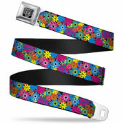 BD Wings Logo CLOSE-UP Full Color Black Silver Seatbelt Belt - Flower Blossom Webbing Seatbelt Belts Buckle-Down