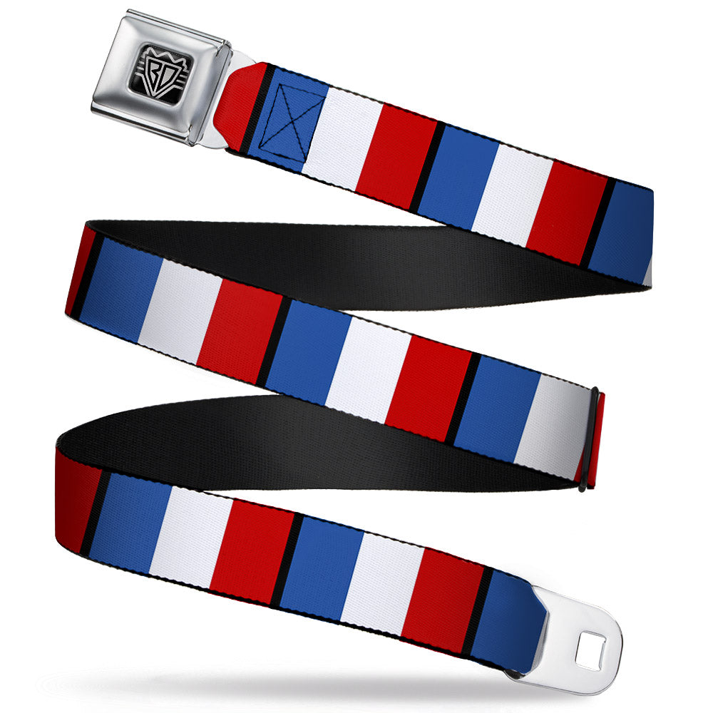 BD Wings Logo CLOSE-UP Full Color Black Silver Seatbelt Belt - France Flags Webbing Seatbelt Belts Buckle-Down