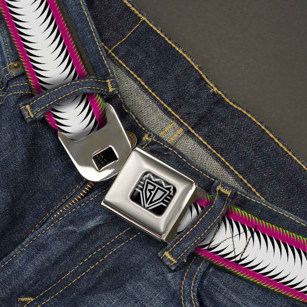 BD Wings Logo CLOSE-UP Full Color Black Silver Seatbelt Belt - Fish Tail Fuchsia/Black/White Webbing Seatbelt Belts Buckle-Down