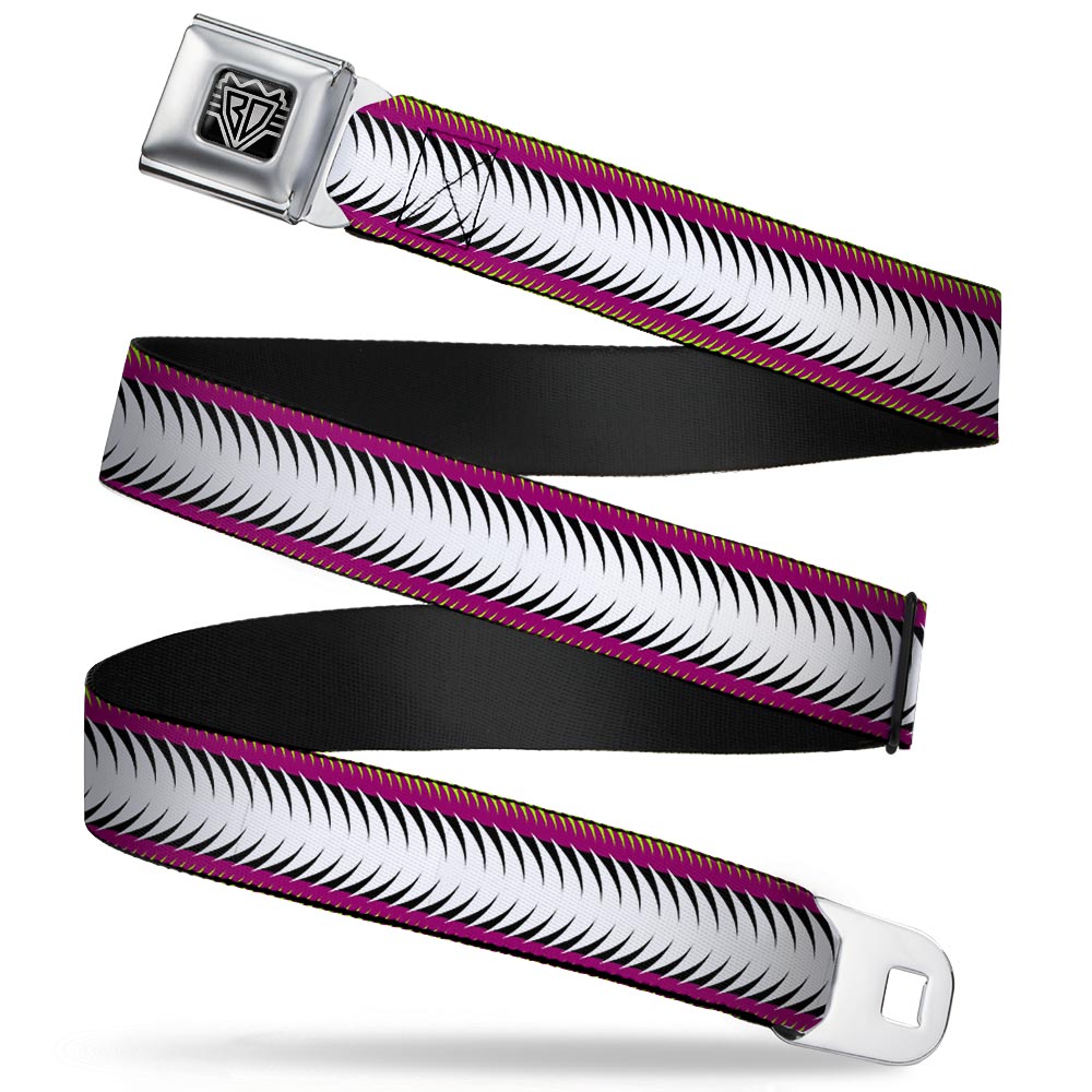 BD Wings Logo CLOSE-UP Full Color Black Silver Seatbelt Belt - Fish Tail Fuchsia/Black/White Webbing Seatbelt Belts Buckle-Down
