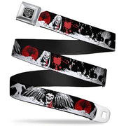 BD Wings Logo CLOSE-UP Full Color Black Silver Seatbelt Belt - Fright Night Black/White/Red Webbing Seatbelt Belts Buckle-Down
