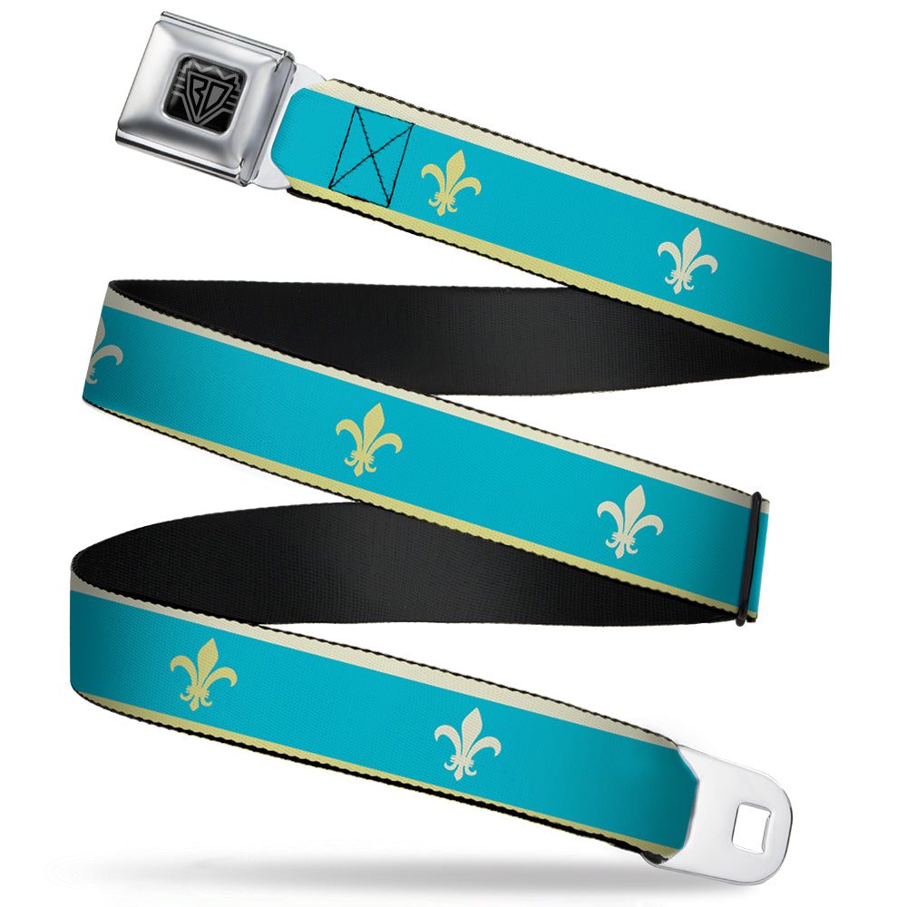 BD Wings Logo CLOSE-UP Full Color Black Silver Seatbelt Belt - Fleur-de-Lis2 Baby Blue/Tan/Lime Green Webbing Seatbelt Belts Buckle-Down