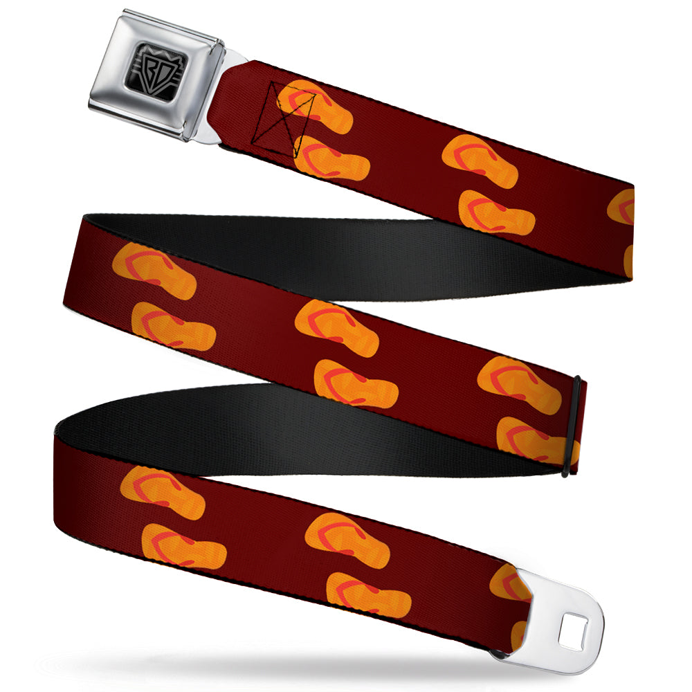 BD Wings Logo CLOSE-UP Full Color Black Silver Seatbelt Belt - Flip Flops Burgundy/Orange Webbing Seatbelt Belts Buckle-Down