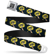 BD Wings Logo CLOSE-UP Full Color Black Silver Seatbelt Belt - Fist Pump Black/Yellow Webbing Seatbelt Belts Buckle-Down