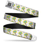 BD Wings Logo CLOSE-UP Full Color Black Silver Seatbelt Belt - Fist Pump White/Yellow Webbing Seatbelt Belts Buckle-Down