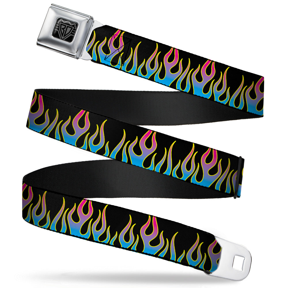BD Wings Logo CLOSE-UP Full Color Black Silver Seatbelt Belt - Flames Black/Blue/Pink Webbing Seatbelt Belts Buckle-Down