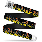 BD Wings Logo CLOSE-UP Full Color Black Silver Seatbelt Belt - Flames Black/Yellow/Orange Webbing Seatbelt Belts Buckle-Down