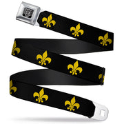 BD Wings Logo CLOSE-UP Full Color Black Silver Seatbelt Belt - Fleur-de-Lis Black/Yellow Webbing Seatbelt Belts Buckle-Down