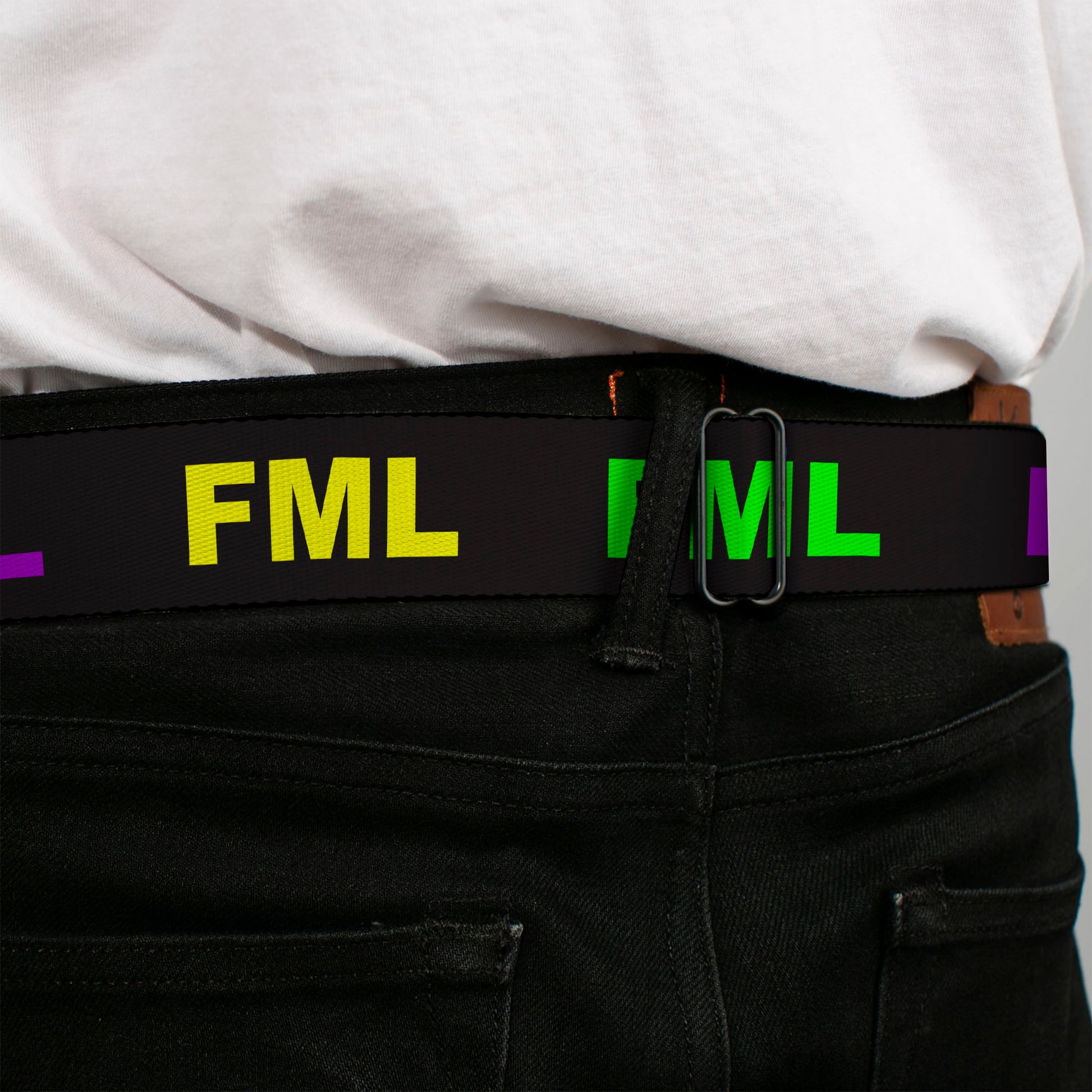 Seatbelt Belt - FML Black/Yellow/Green/Purple Seatbelt Belts Buckle-Down