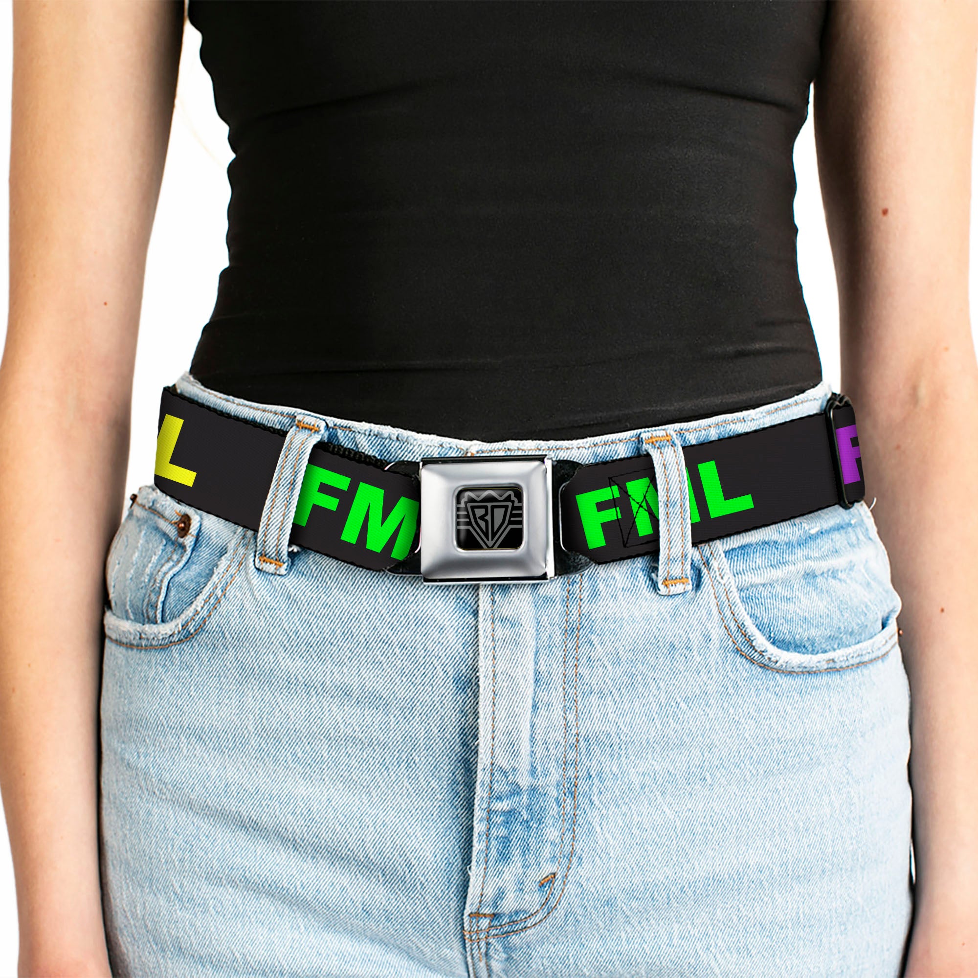 Seatbelt Belt - FML Black/Yellow/Green/Purple Seatbelt Belts Buckle-Down