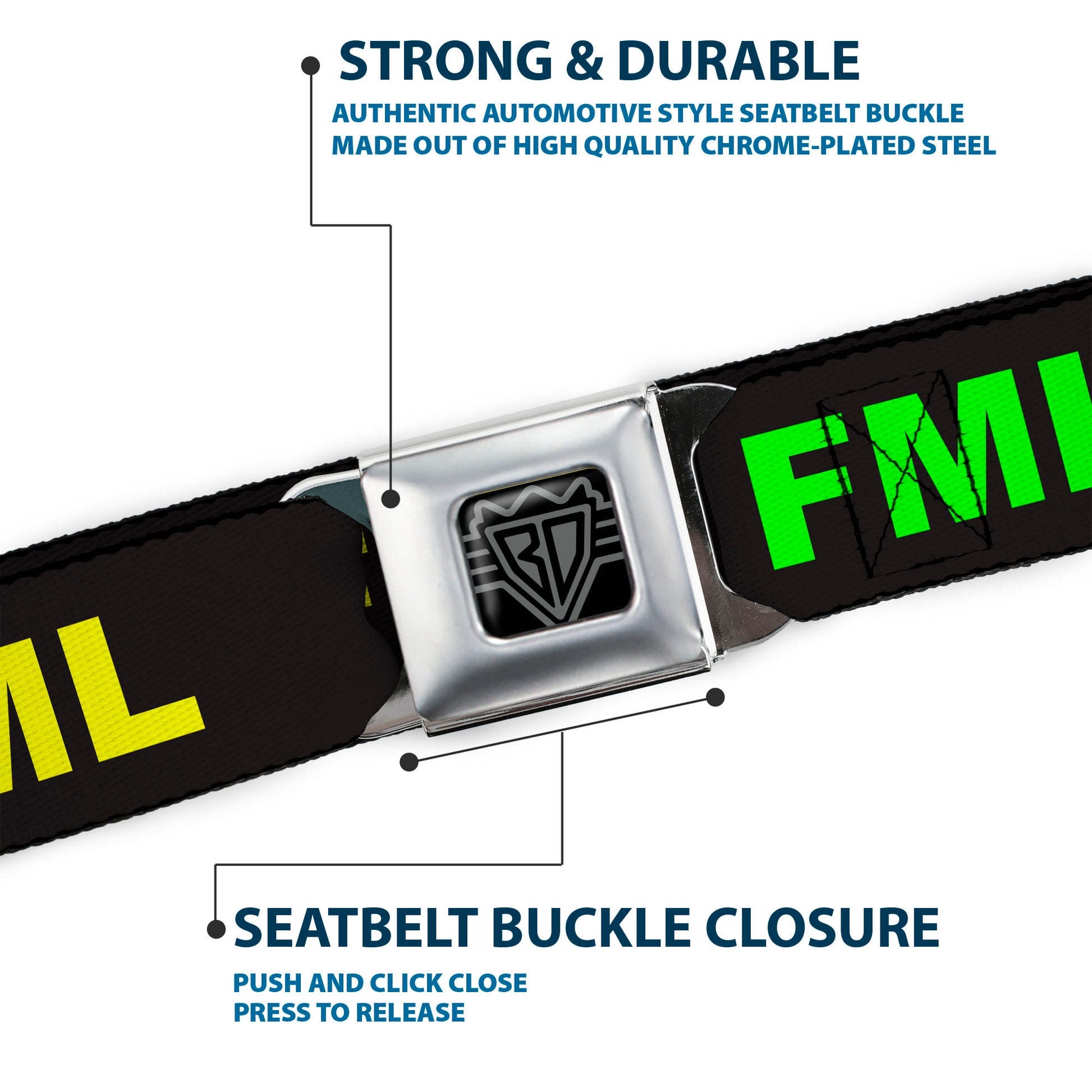 Seatbelt Belt - FML Black/Yellow/Green/Purple Seatbelt Belts Buckle-Down