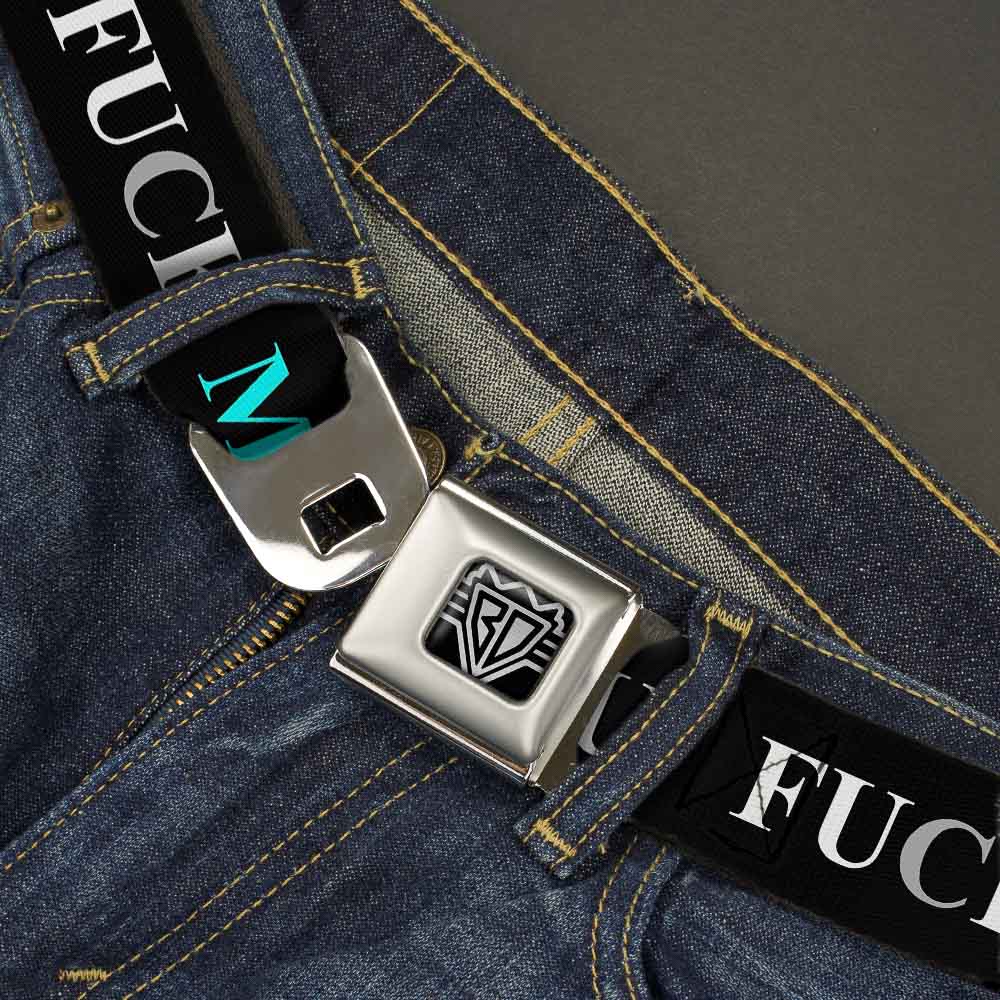 Seatbelt Belt - FUCK YOU/FUCK ME Black/White/Blue Seatbelt Belts Buckle-Down