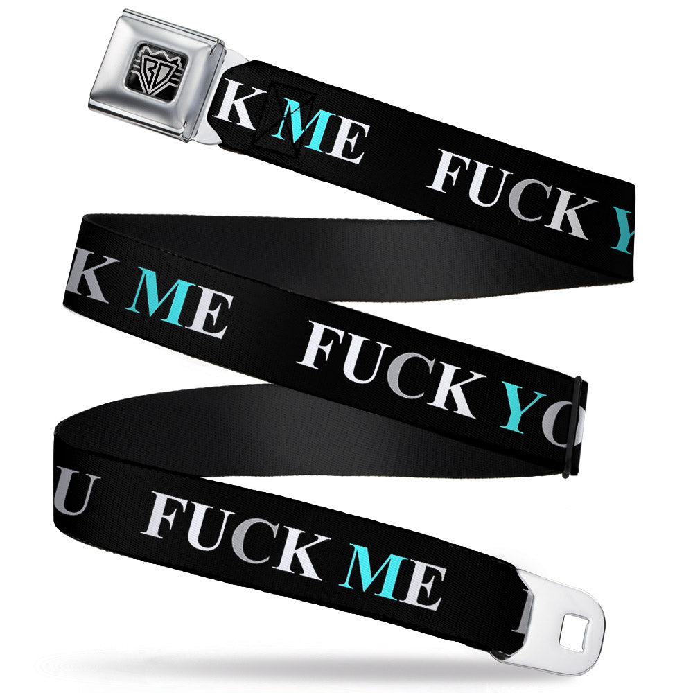 Seatbelt Belt - FUCK YOU/FUCK ME Black/White/Blue Seatbelt Belts Buckle-Down