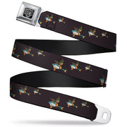 BD Wings Logo CLOSE-UP Full Color Black Silver Seatbelt Belt - Flying Mallards Burgundy Webbing Seatbelt Belts Buckle-Down