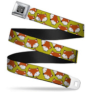 BD Wings Logo CLOSE-UP Full Color Black Silver Seatbelt Belt - Fox Face Scattered Warm Olive Webbing Seatbelt Belts Buckle-Down