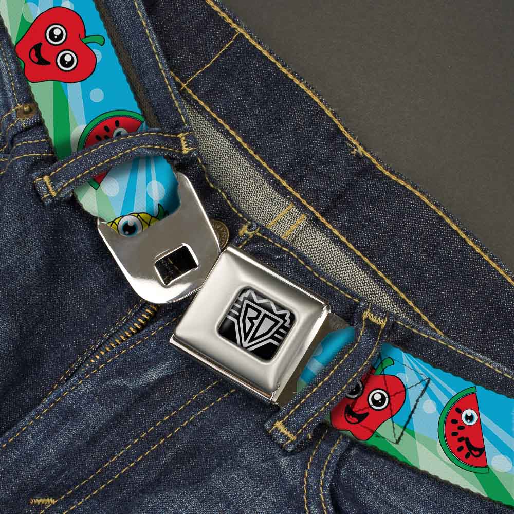 BD Wings Logo CLOSE-UP Full Color Black Silver Seatbelt Belt - Fruit Cartoon2 Webbing Seatbelt Belts Buckle-Down