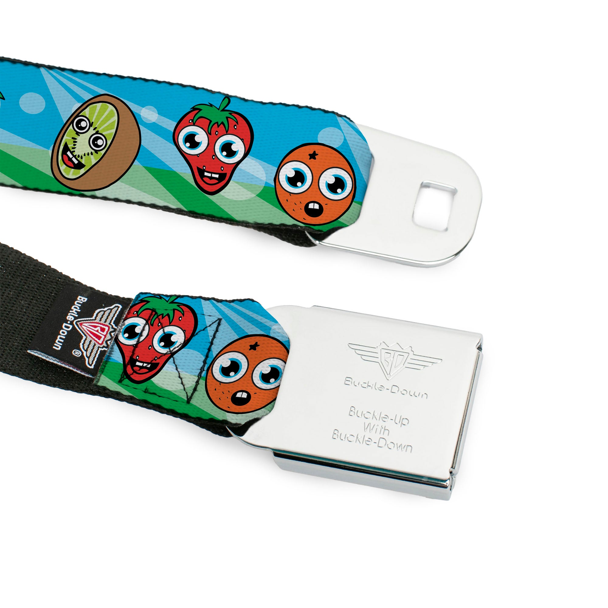 BD Wings Logo CLOSE-UP Full Color Black Silver Seatbelt Belt - Fruit Cartoon2 Webbing Seatbelt Belts Buckle-Down