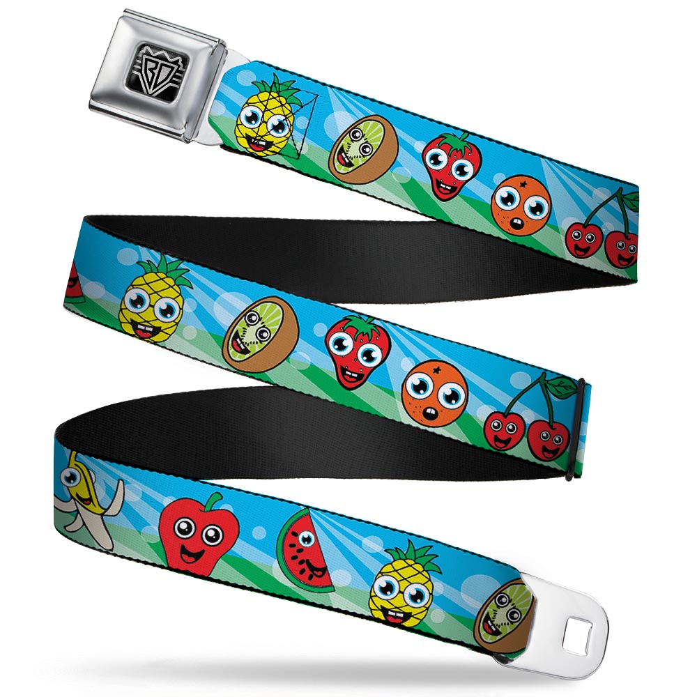 BD Wings Logo CLOSE-UP Full Color Black Silver Seatbelt Belt - Fruit Cartoon2 Webbing Seatbelt Belts Buckle-Down
