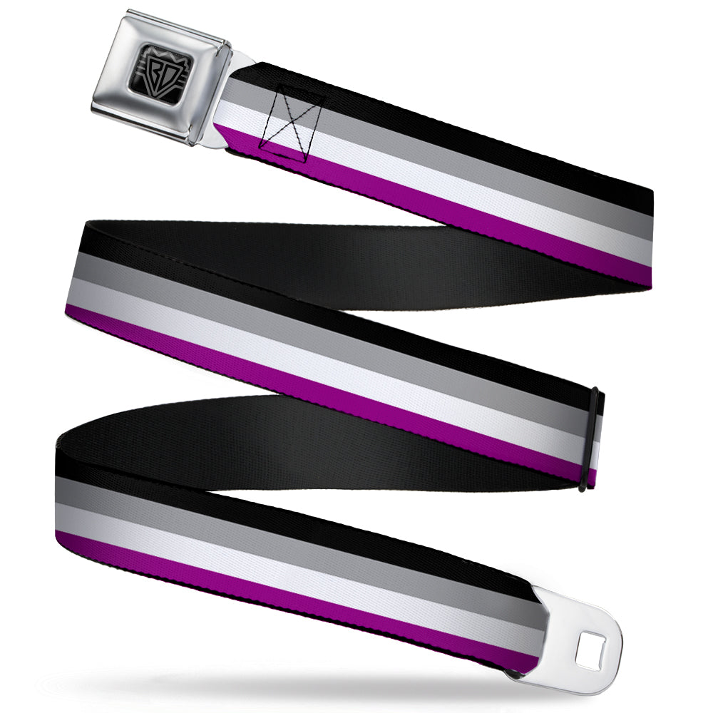BD Wings Logo CLOSE-UP Full Color Black Silver Seatbelt Belt - Flag Asexual Black/Gray/White/Purple Webbing Seatbelt Belts Buckle-Down
