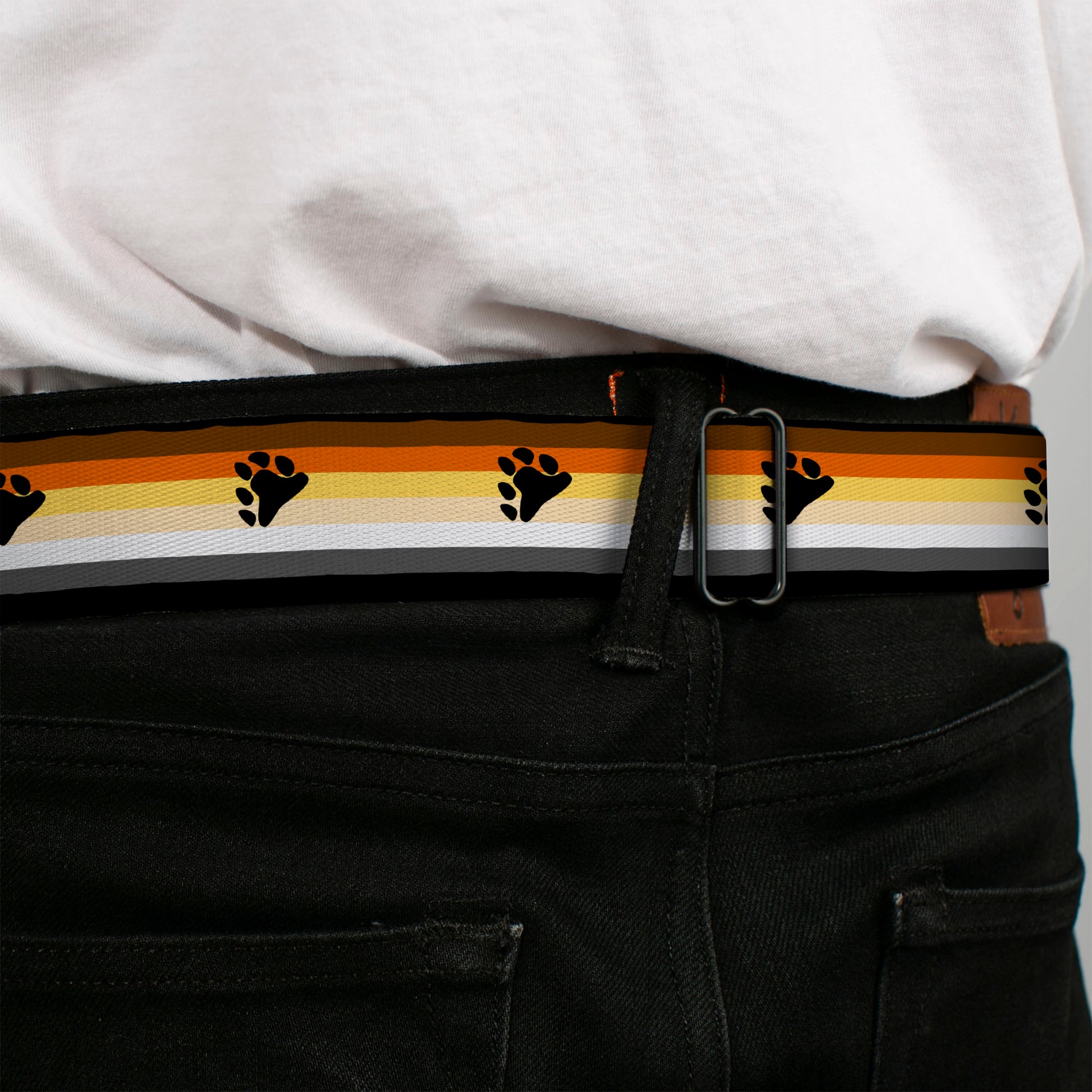 BD Wings Logo CLOSE-UP Black/Silver Seatbelt Belt - Flag Bear Pride2 Black/Brown/Orange/Yellow/Tan/White/Gray/Black Webbing Seatbelt Belts Buckle-Down