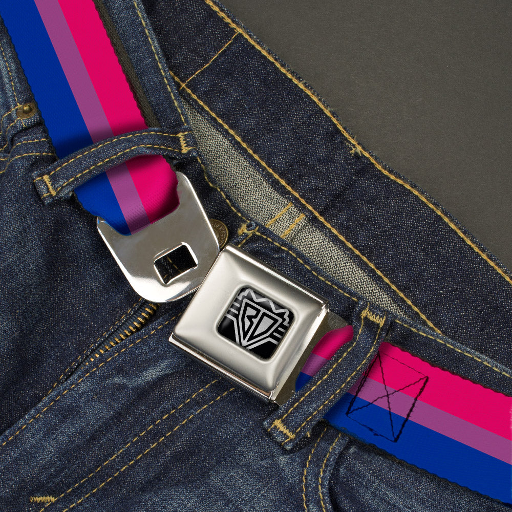 BD Wings Logo CLOSE-UP Full Color Black Silver Seatbelt Belt - Flag Bisexual Pink/Purple/Blue Webbing Seatbelt Belts Buckle-Down