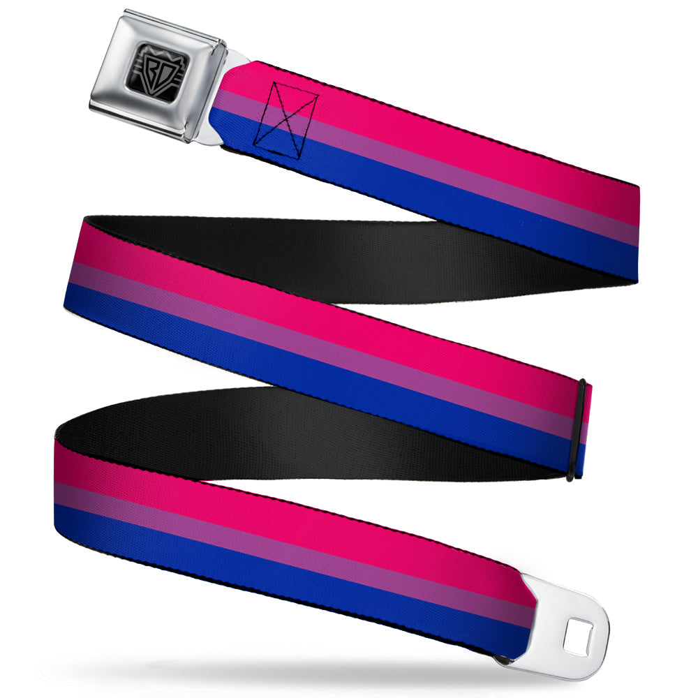BD Wings Logo CLOSE-UP Full Color Black Silver Seatbelt Belt - Flag Bisexual Pink/Purple/Blue Webbing Seatbelt Belts Buckle-Down