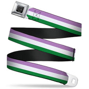 BD Wings Logo CLOSE-UP Full Color Black Silver Seatbelt Belt - Flag Genderqueer Lavender/White/Green Webbing Seatbelt Belts Buckle-Down