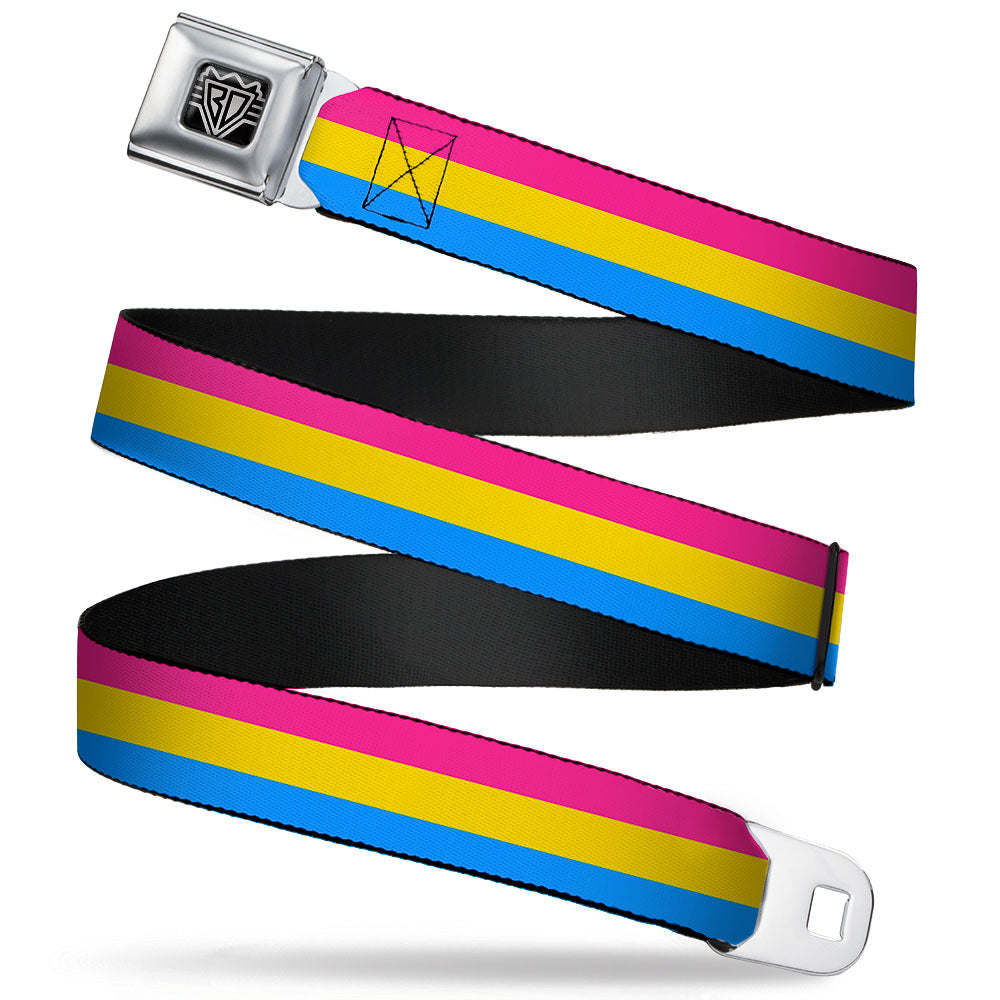 BD Wings Logo CLOSE-UP Full Color Black Silver Seatbelt Belt - Flag Pansexual Pink/Yellow/Blue Webbing Seatbelt Belts Buckle-Down