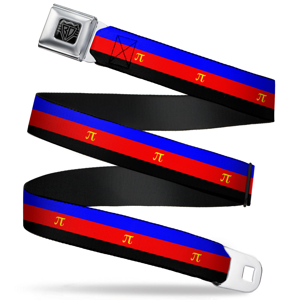 BD Wings Logo CLOSE-UP Full Color Black Silver Seatbelt Belt - Flag Polyamorous Pi Symbol Blue/Red/Black/Yellow Webbing Seatbelt Belts Buckle-Down