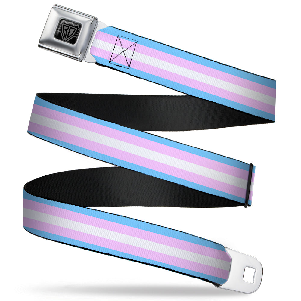 BD Wings Logo CLOSE-UP Full Color Black Silver Seatbelt Belt - Flag Transgender Baby Blue/Baby Pink/White Webbing Seatbelt Belts Buckle-Down