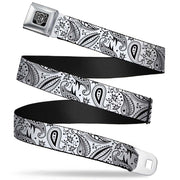 BD Wings Logo CLOSE-UP Full Color Black Silver Seatbelt Belt - Floral Paisley3 White/Black Webbing Seatbelt Belts Buckle-Down