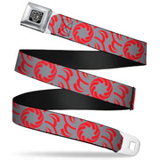 BD Wings Logo CLOSE-UP Full Color Black Silver Seatbelt Belt - Floral Pinwheel CLOSE-UP Gray/Red Webbing Seatbelt Belts Buckle-Down