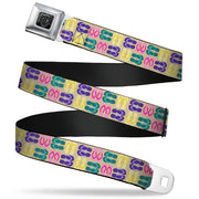 BD Wings Logo CLOSE-UP Full Color Black Silver Seatbelt Belt - Flip Flops4 Sand/Multi Color Webbing Seatbelt Belts Buckle-Down