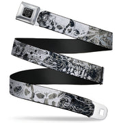 BD Wings Logo CLOSE-UP Full Color Black Silver Seatbelt Belt - Gothic 1 Webbing Seatbelt Belts Buckle-Down