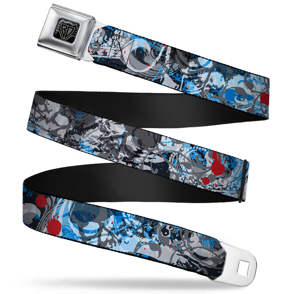 BD Wings Logo CLOSE-UP Full Color Black Silver Seatbelt Belt - Gothic 2 Webbing Seatbelt Belts Buckle-Down