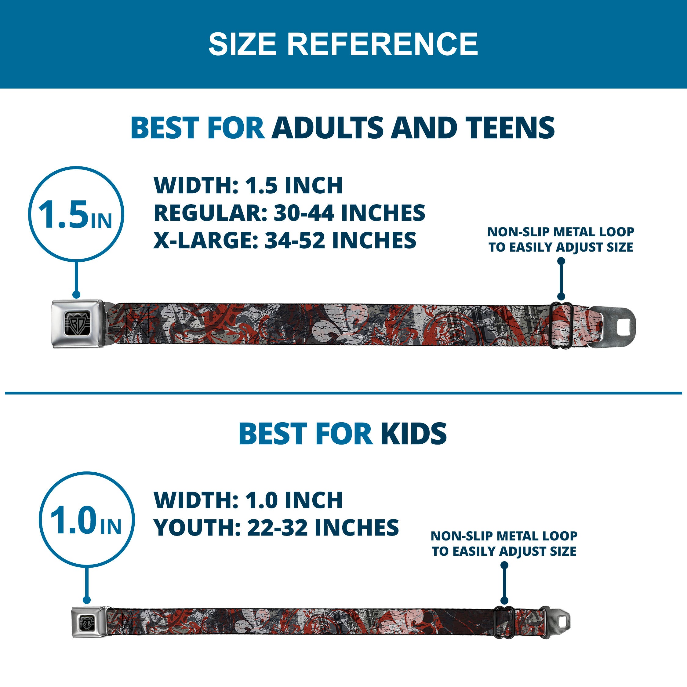 BD Wings Logo CLOSE-UP Full Color Black Silver Seatbelt Belt - Gothic 3 Webbing Seatbelt Belts Buckle-Down