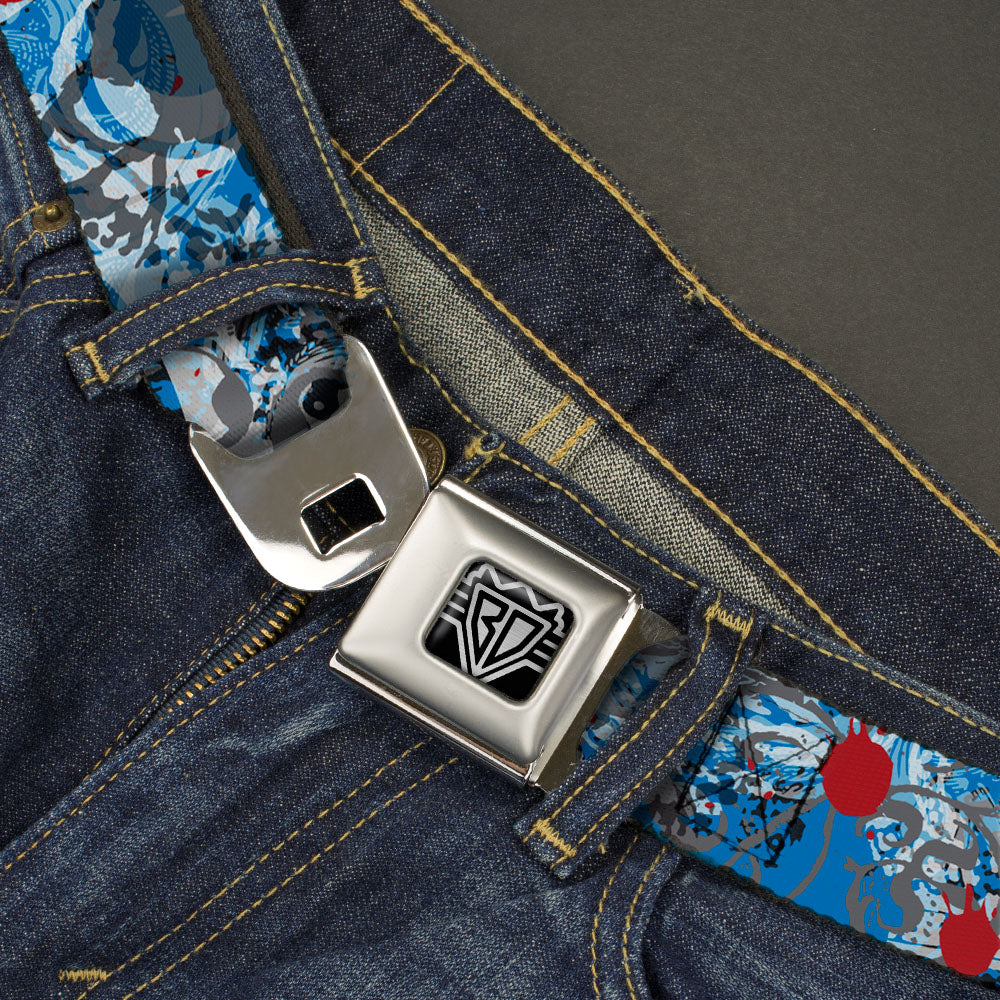 BD Wings Logo CLOSE-UP Full Color Black Silver Seatbelt Belt - Gothic 7 Webbing Seatbelt Belts Buckle-Down