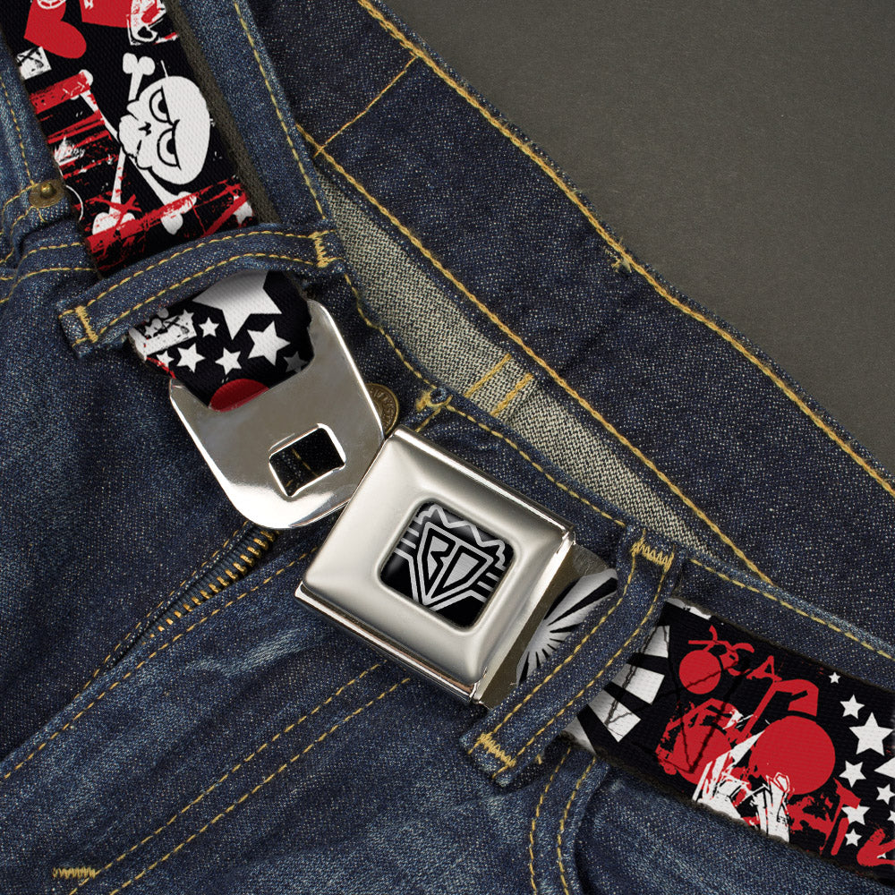 BD Wings Logo CLOSE-UP Full Color Black Silver Seatbelt Belt - Graffiti Women's Webbing Seatbelt Belts Buckle-Down