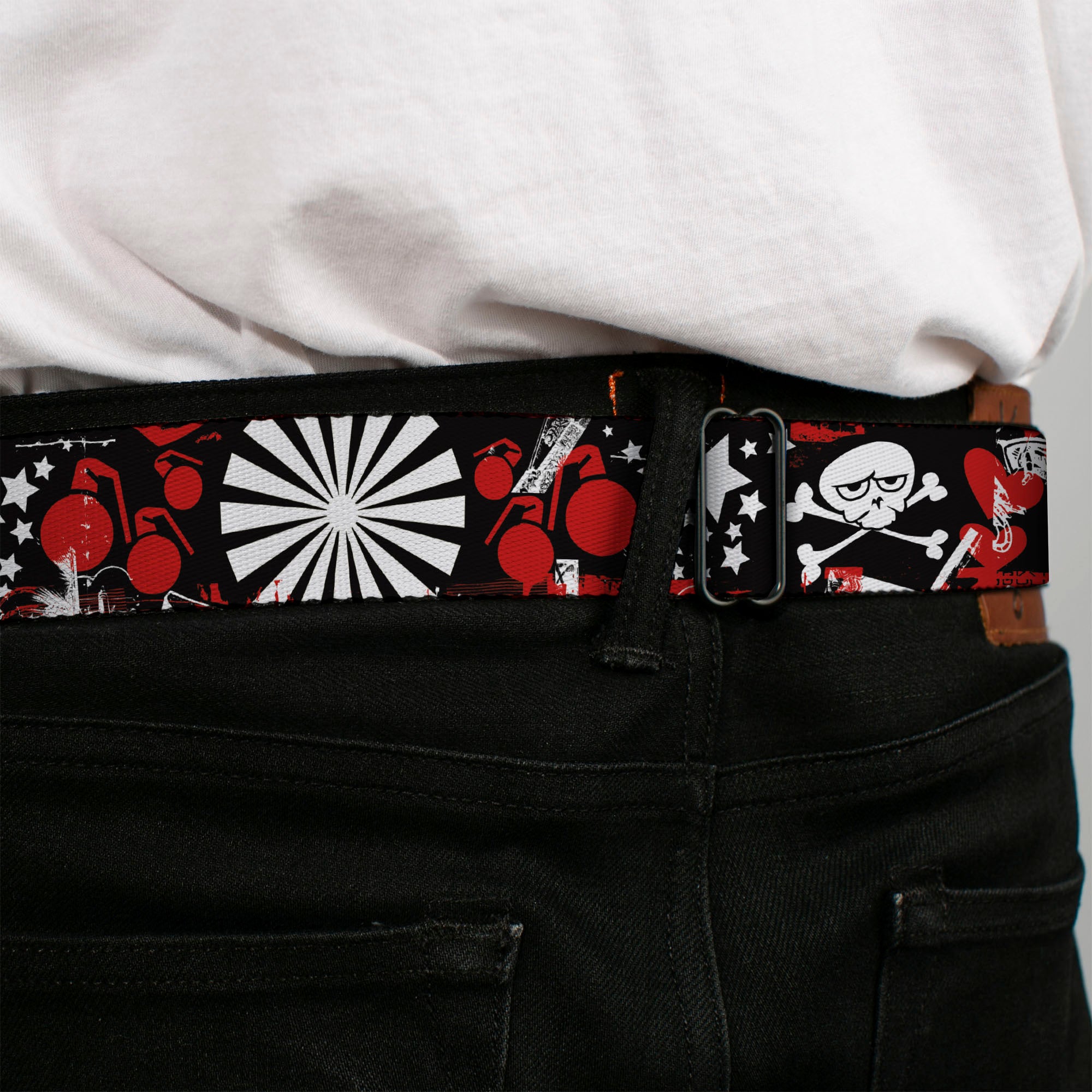 BD Wings Logo CLOSE-UP Full Color Black Silver Seatbelt Belt - Graffiti Women's Webbing Seatbelt Belts Buckle-Down