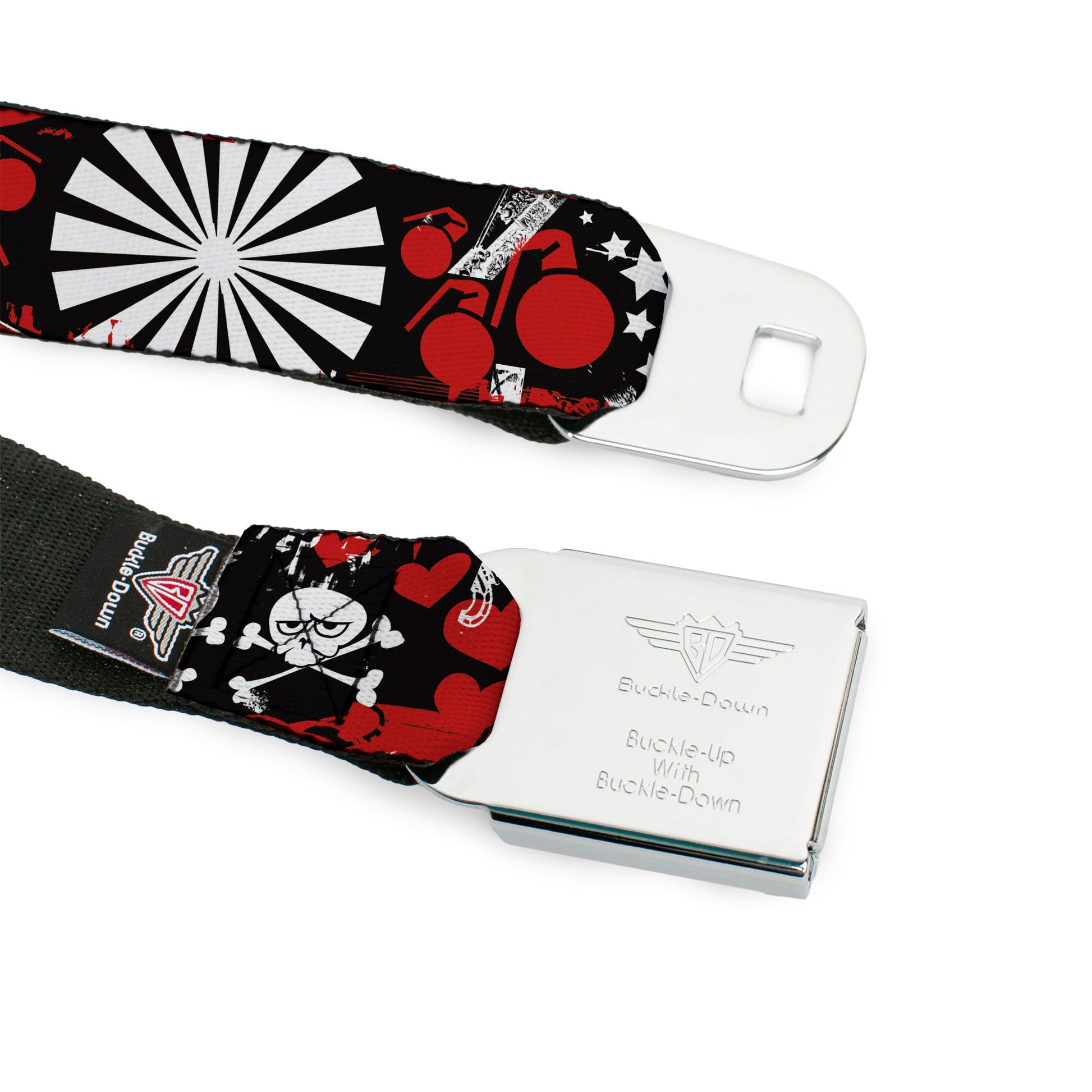 BD Wings Logo CLOSE-UP Full Color Black Silver Seatbelt Belt - Graffiti Women's Webbing Seatbelt Belts Buckle-Down