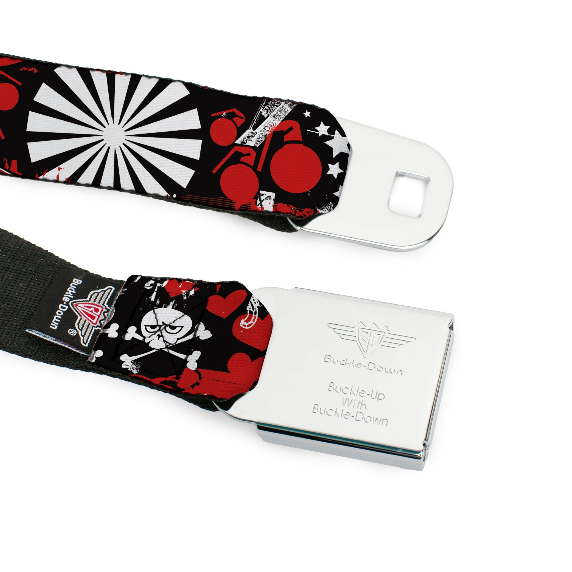BD Wings Logo CLOSE-UP Full Color Black Silver Seatbelt Belt - Graffiti Women's Webbing Seatbelt Belts Buckle-Down