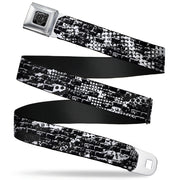 BD Wings Logo CLOSE-UP Full Color Black Silver Seatbelt Belt - Grunge Bricks Black/White Webbing Seatbelt Belts Buckle-Down