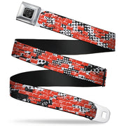BD Wings Logo CLOSE-UP Full Color Black Silver Seatbelt Belt - Grunge Bricks Orange Webbing Seatbelt Belts Buckle-Down