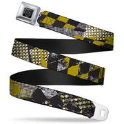 BD Wings Logo CLOSE-UP Full Color Black Silver Seatbelt Belt - Grunge Checker Flag Green Webbing Seatbelt Belts Buckle-Down
