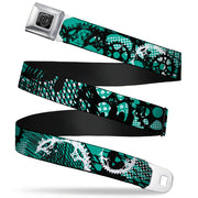 BD Wings Logo CLOSE-UP Full Color Black Silver Seatbelt Belt - Grunge Gears Green Webbing Seatbelt Belts Buckle-Down