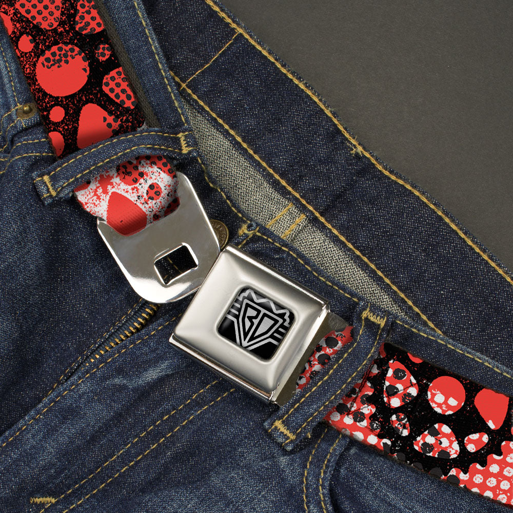 BD Wings Logo CLOSE-UP Full Color Black Silver Seatbelt Belt - Grunge Gears Orange Webbing Seatbelt Belts Buckle-Down